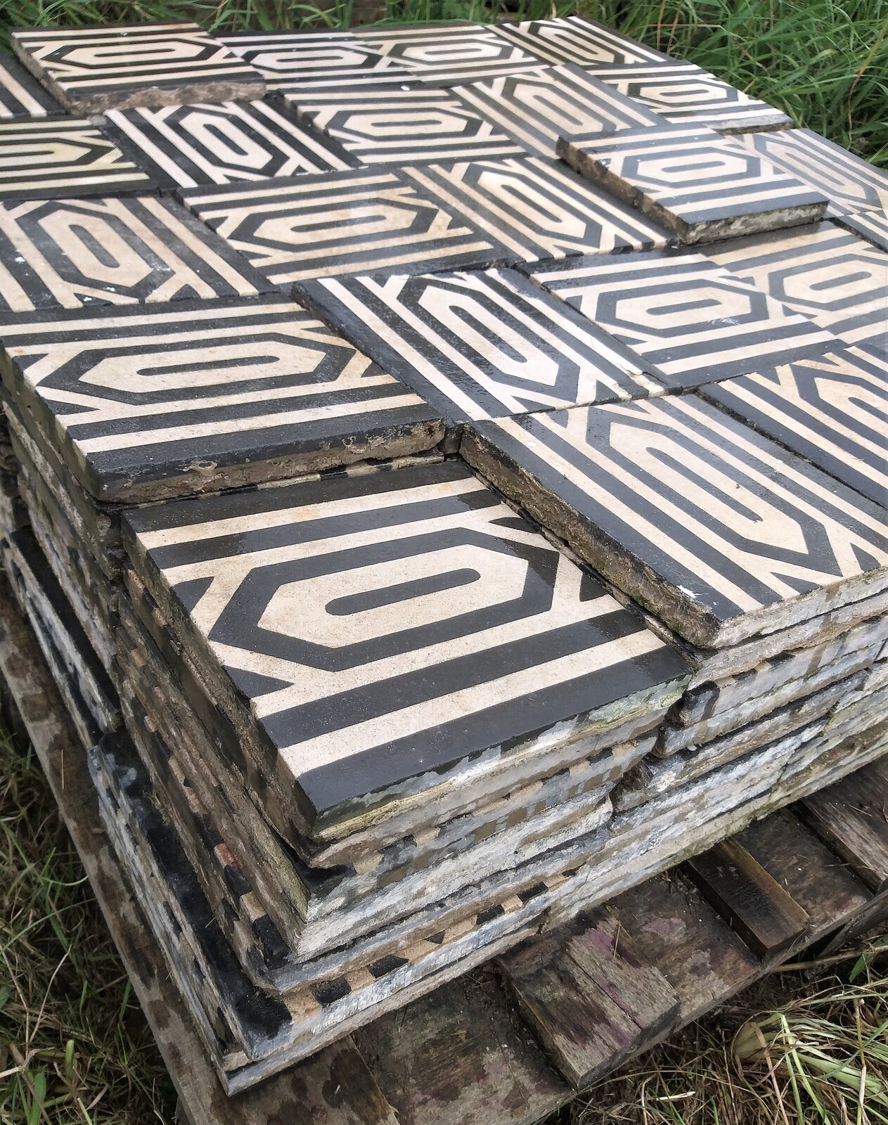 10 square meter old cementtiles, ca.1900