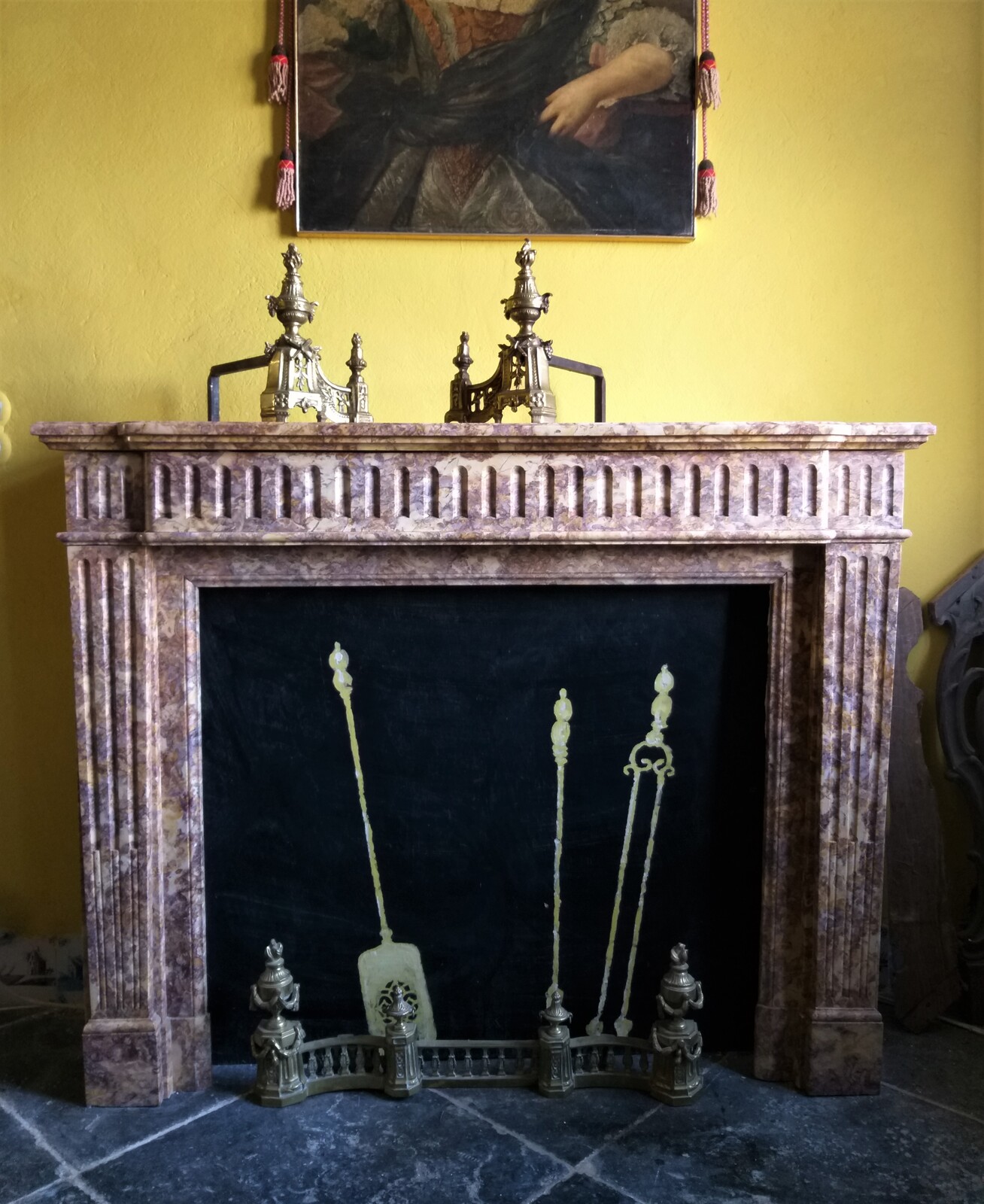 Antique Fireplace made out of Italian Brocatelle Marble