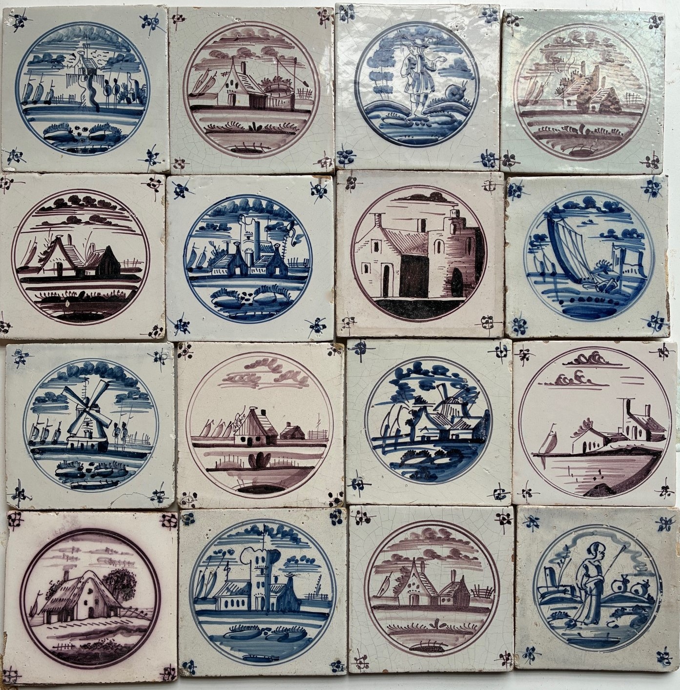 Dutch-'Delfter' wall-tiles.