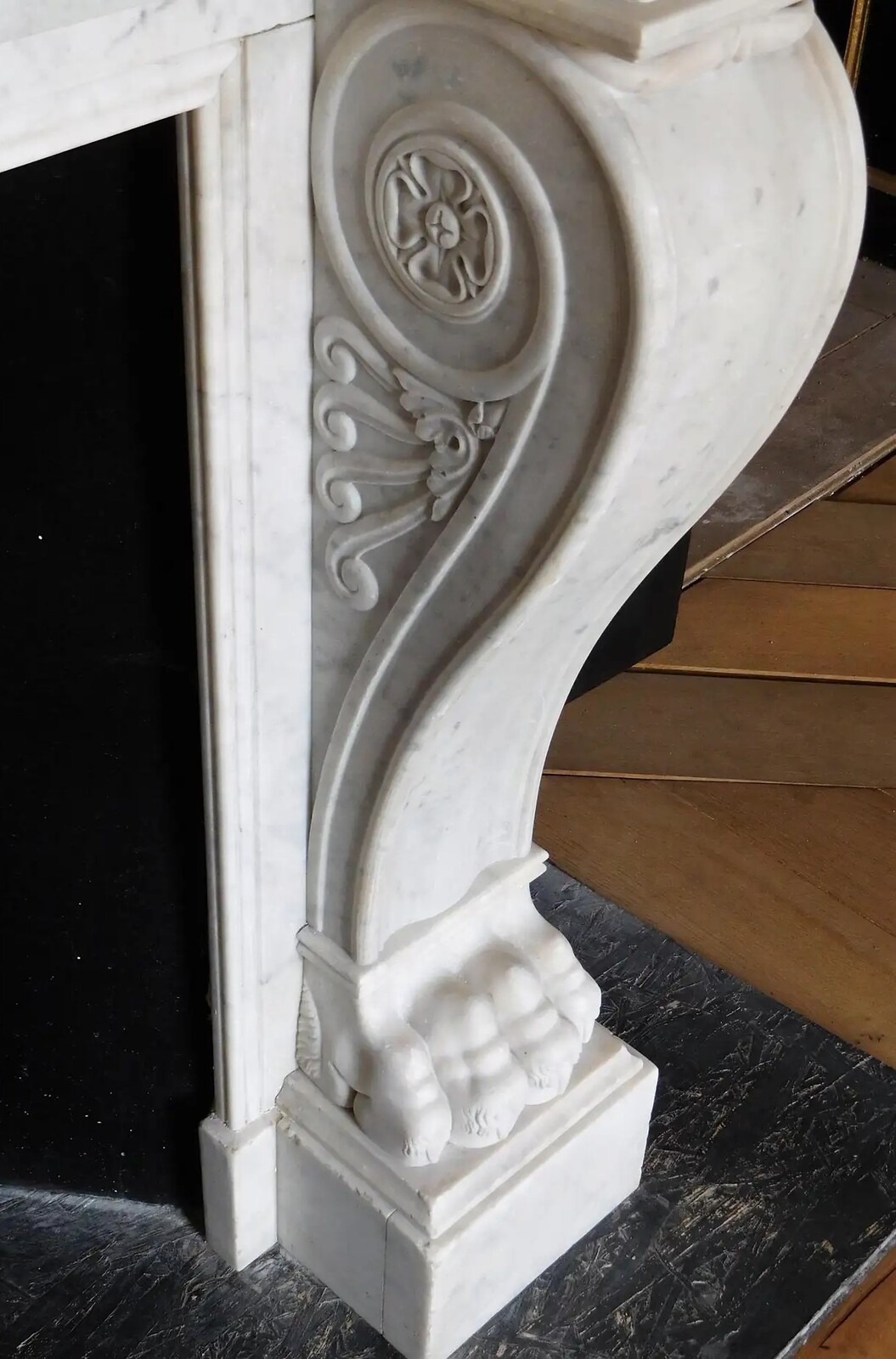 Empire chimneypiece Carrara marble ca.1870