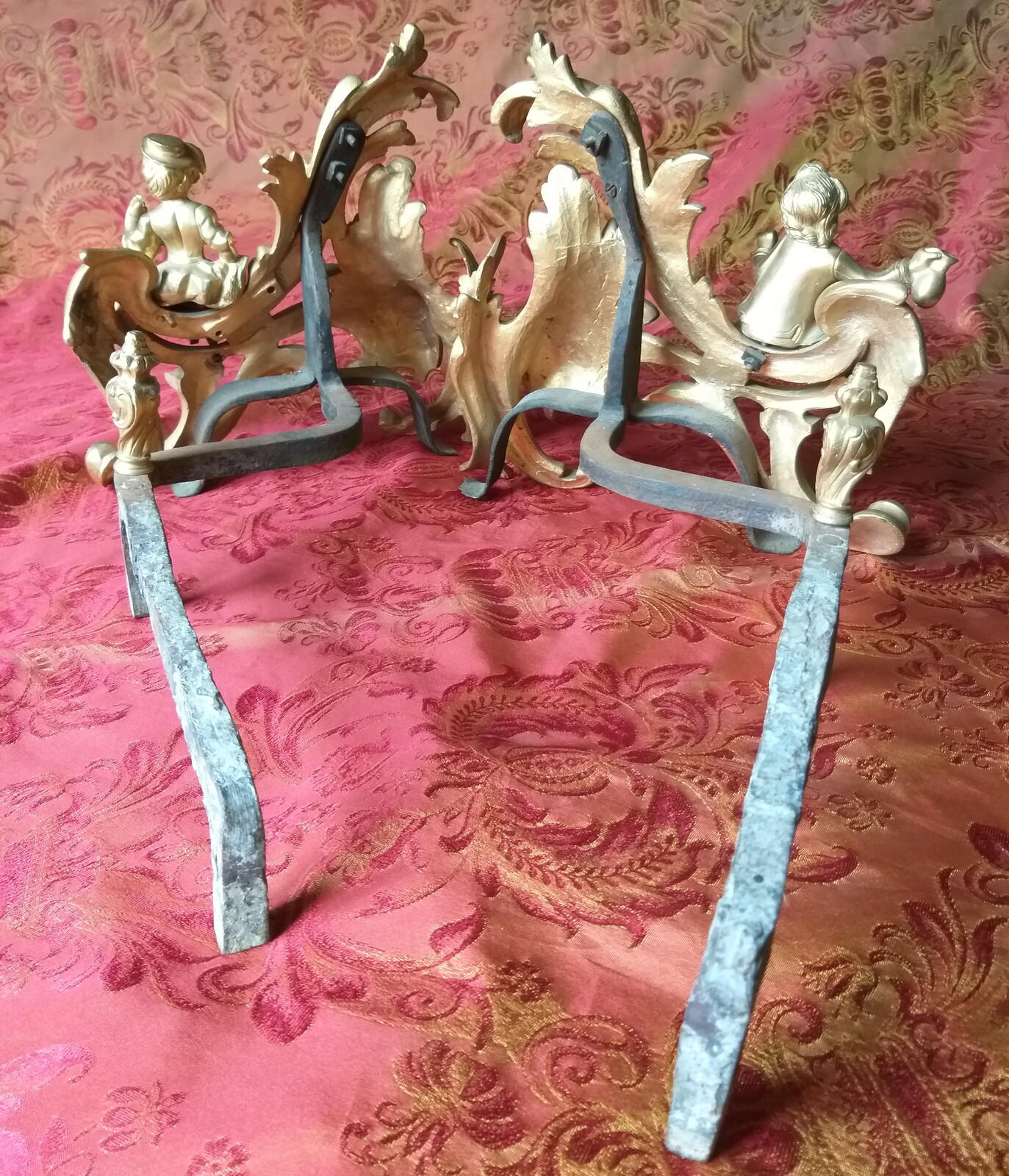 Endirons en bronze style Louis XV