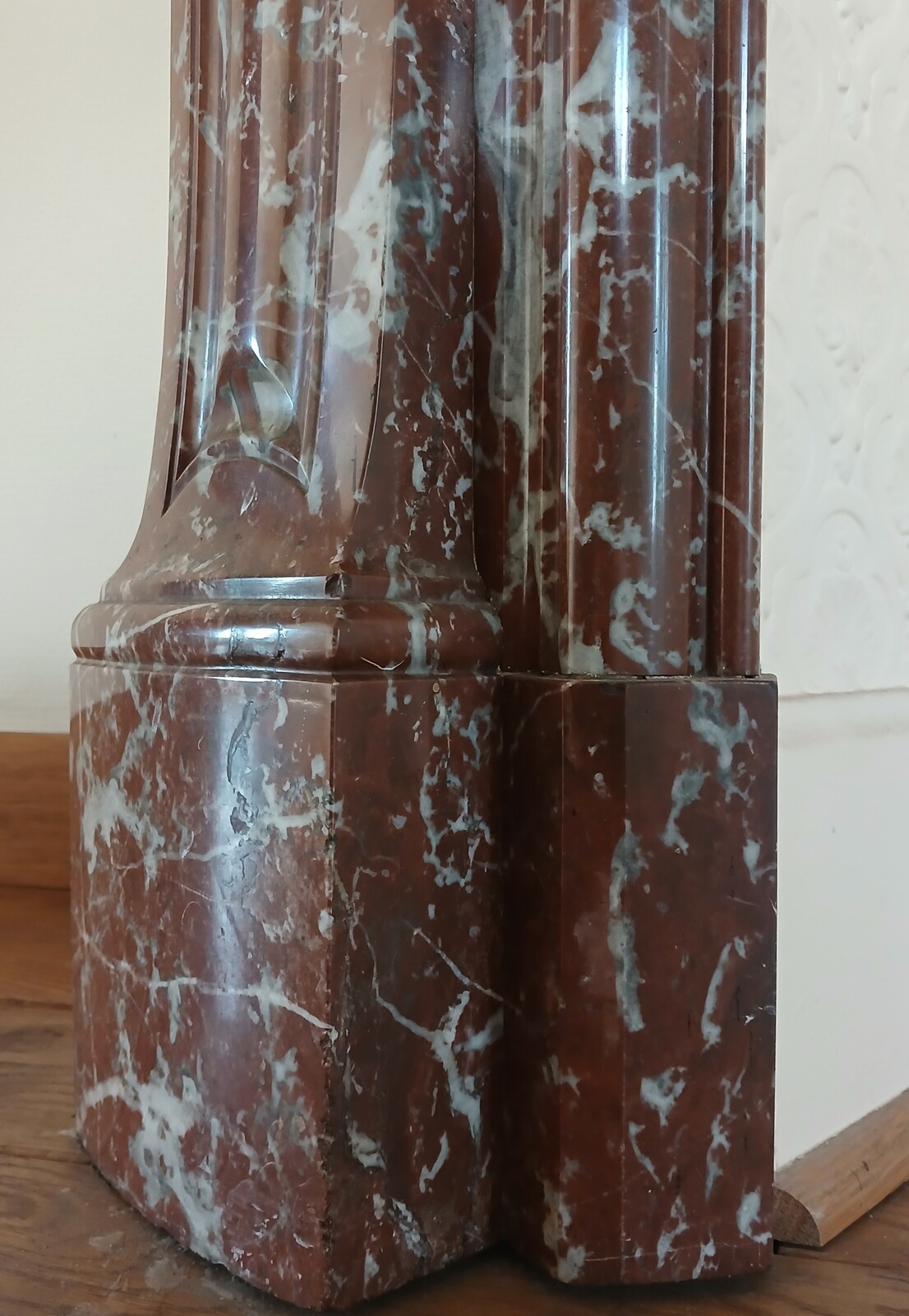 Large Louis XV fireplace made out of a striking-red marble
