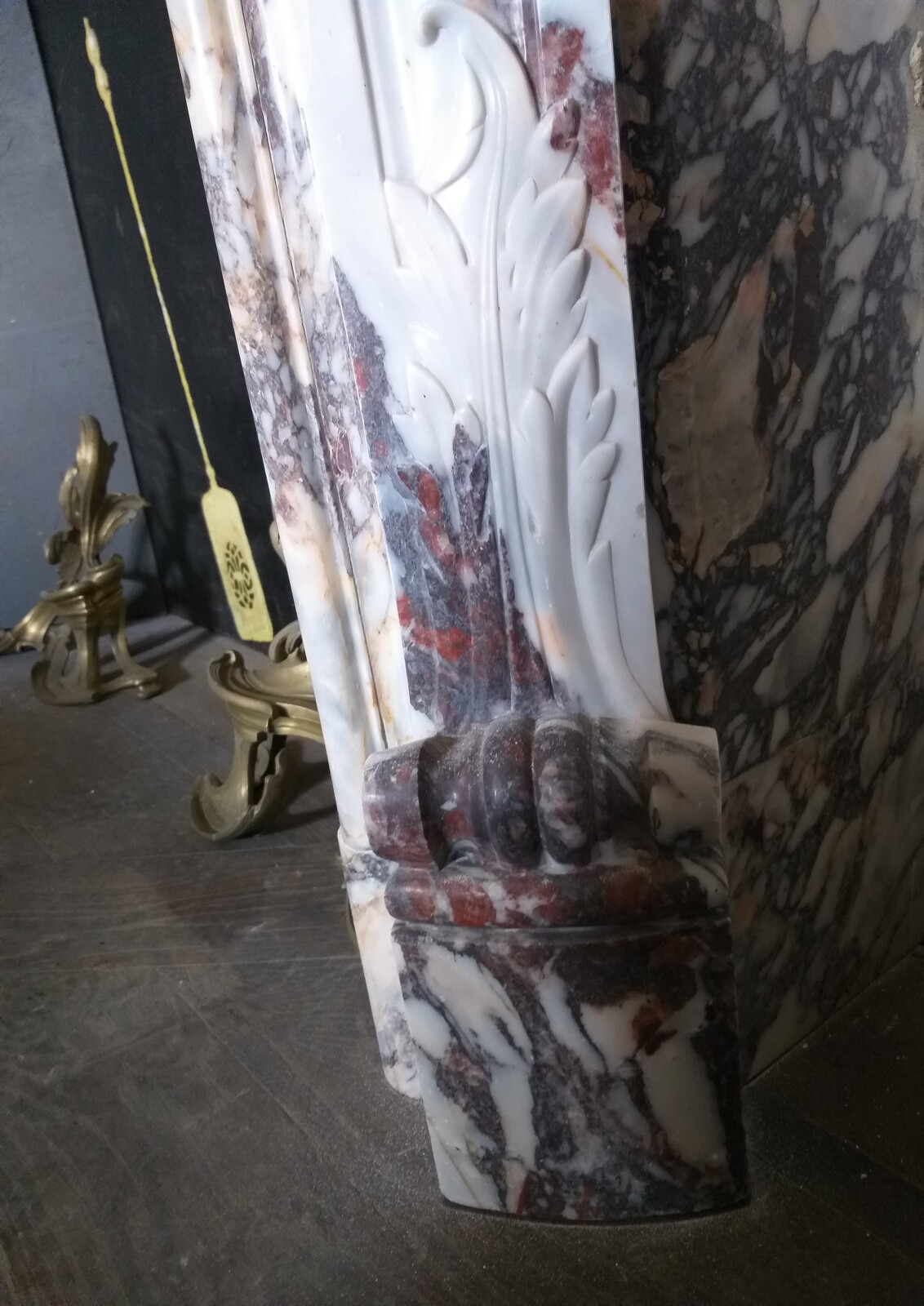 Louis XV fireplace in Brèche Violet marble, ca.1860