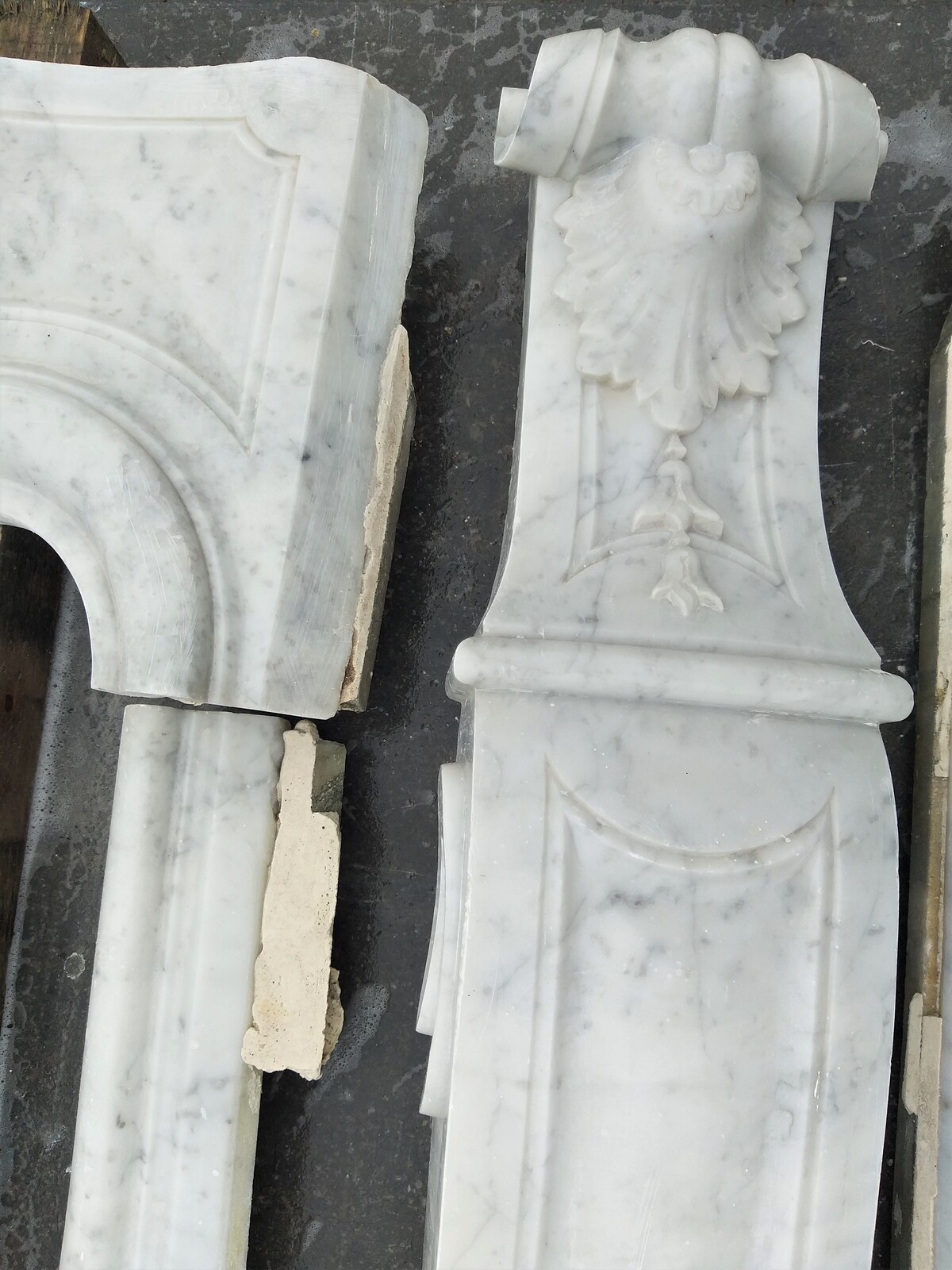 Louis XV style fireplace, Carrara marble
