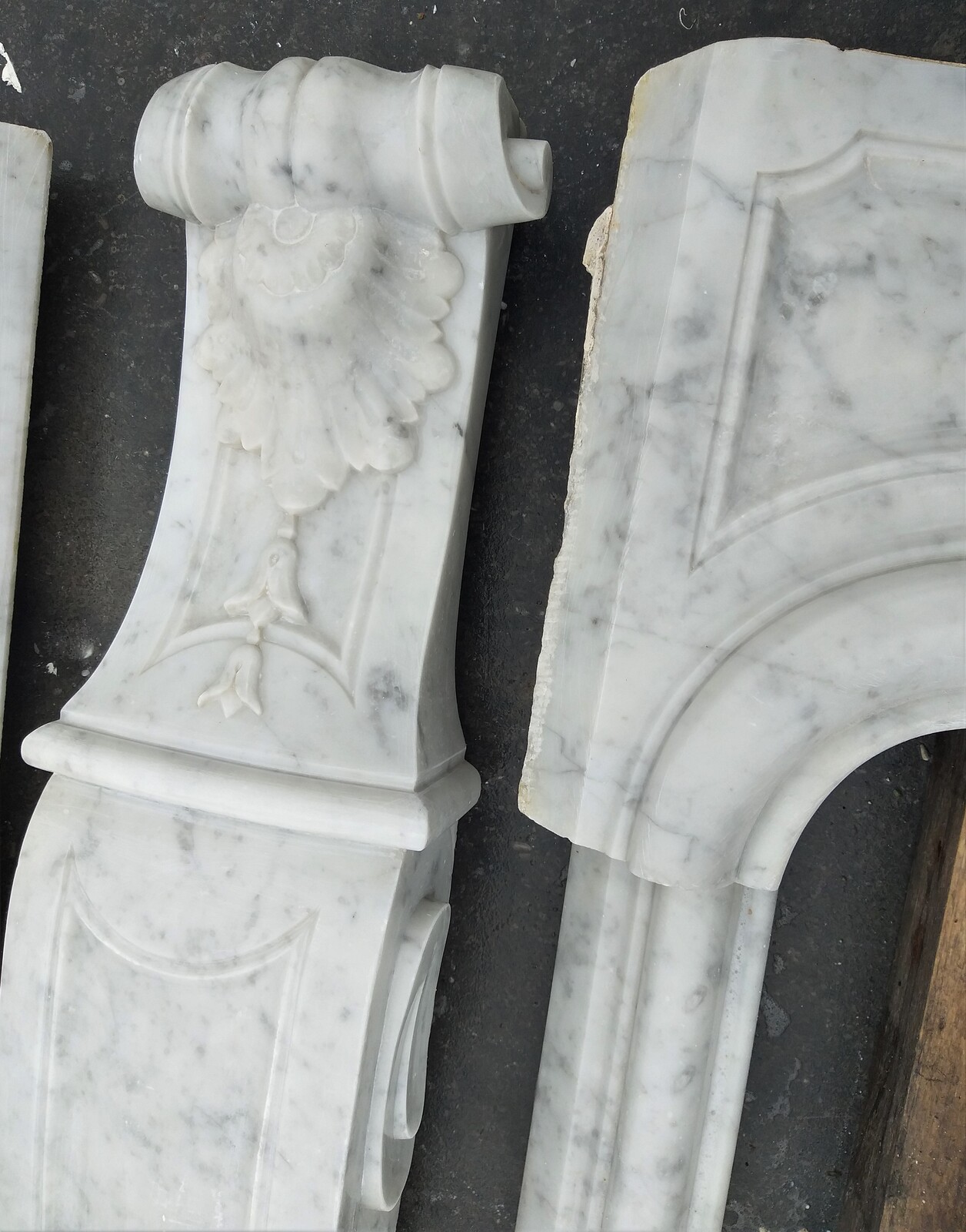 Louis XV style fireplace, Carrara marble