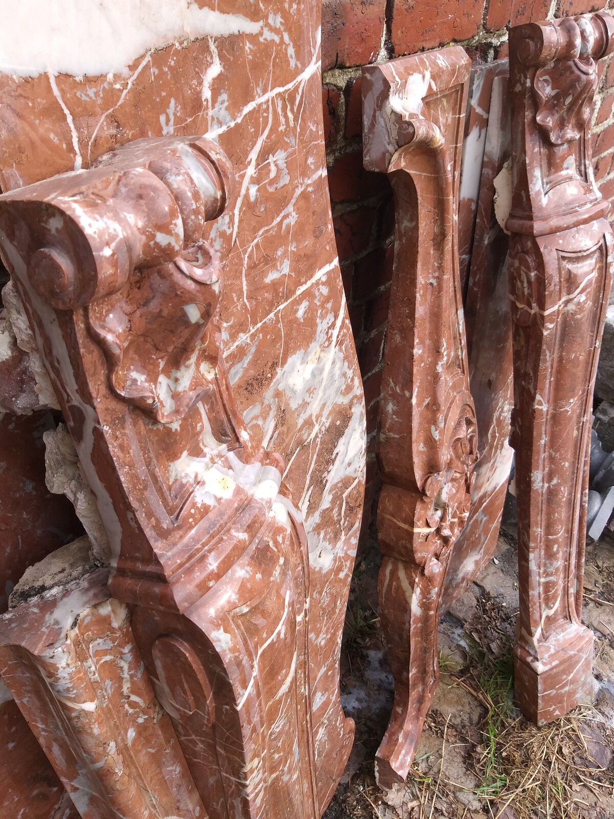 Louis XV style fireplace in soft brown-orange marble