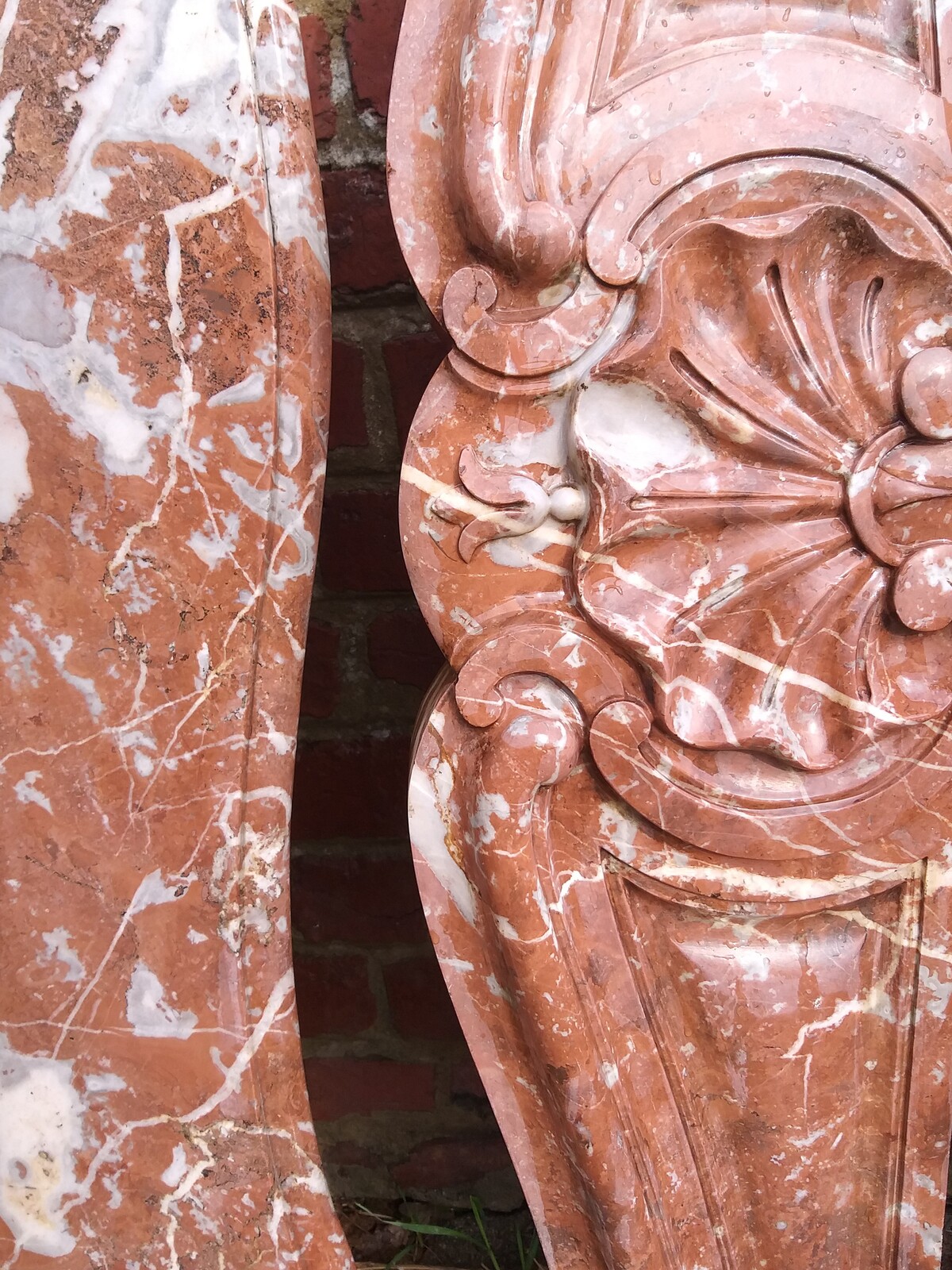 Louis XV style fireplace in soft brown-orange marble