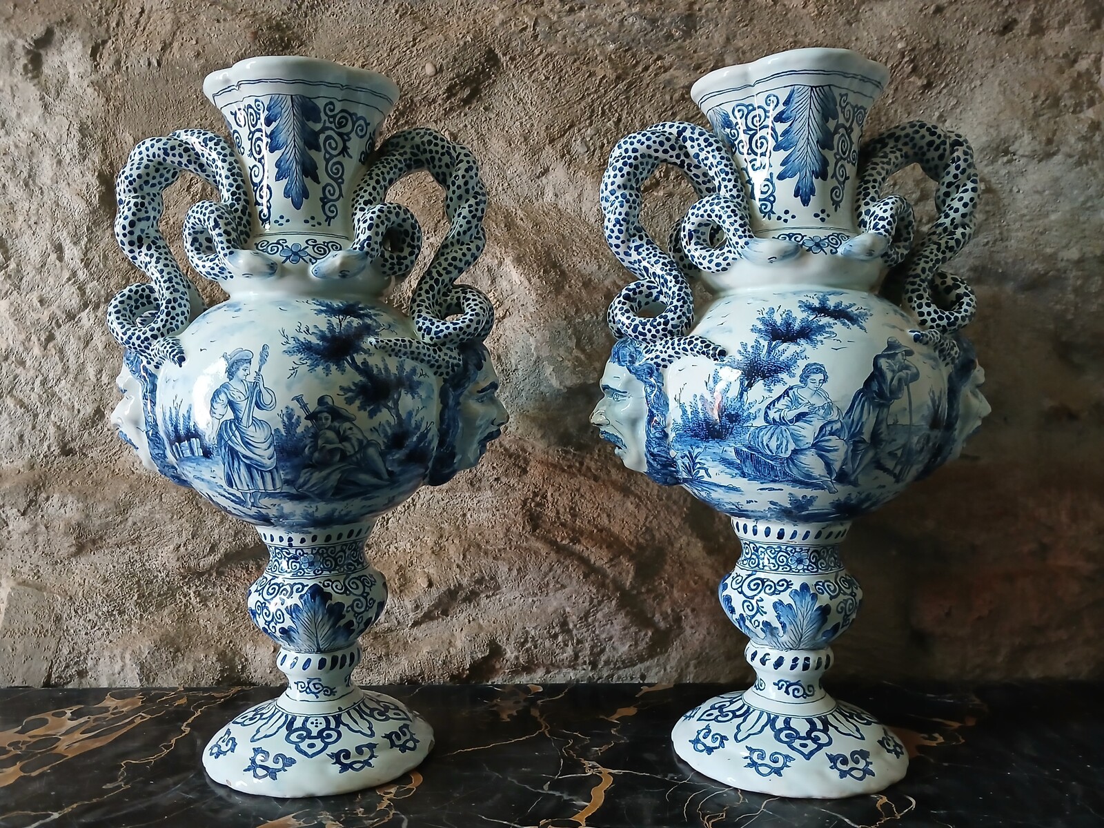 Original Pair of Delft Vases.