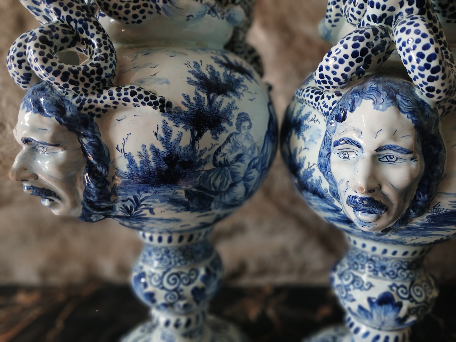 Original Pair of Delft Vases.