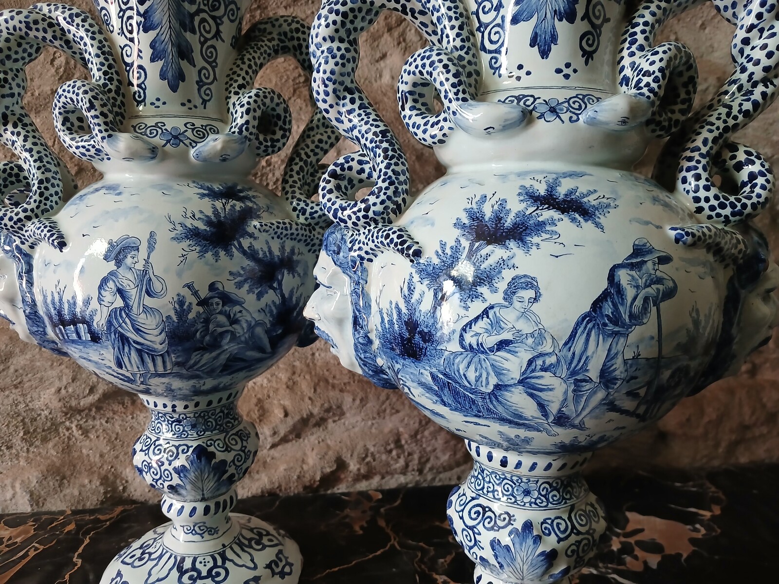 Original Pair of Delft Vases.