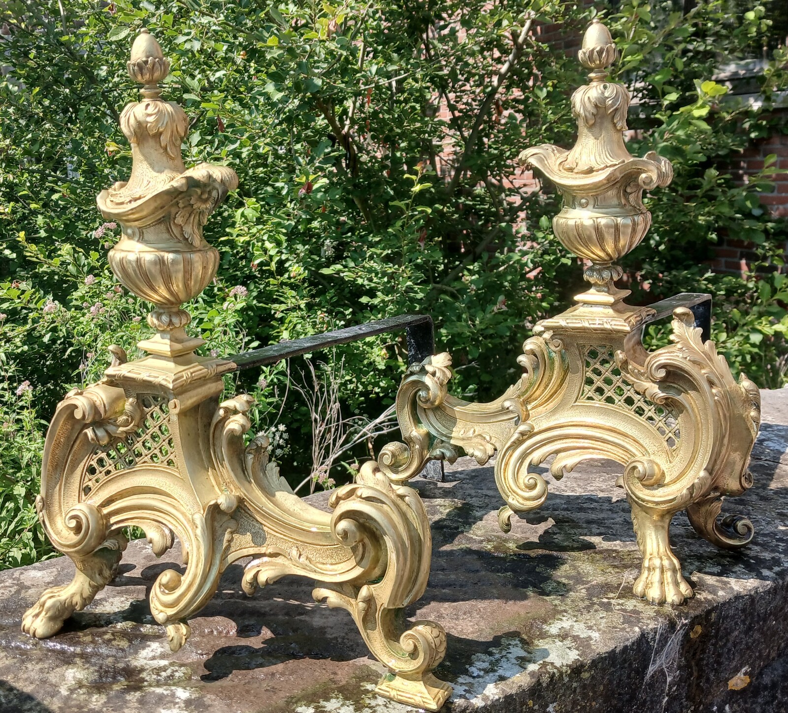 Pair Endirons Bronze Doré ca.1850 French