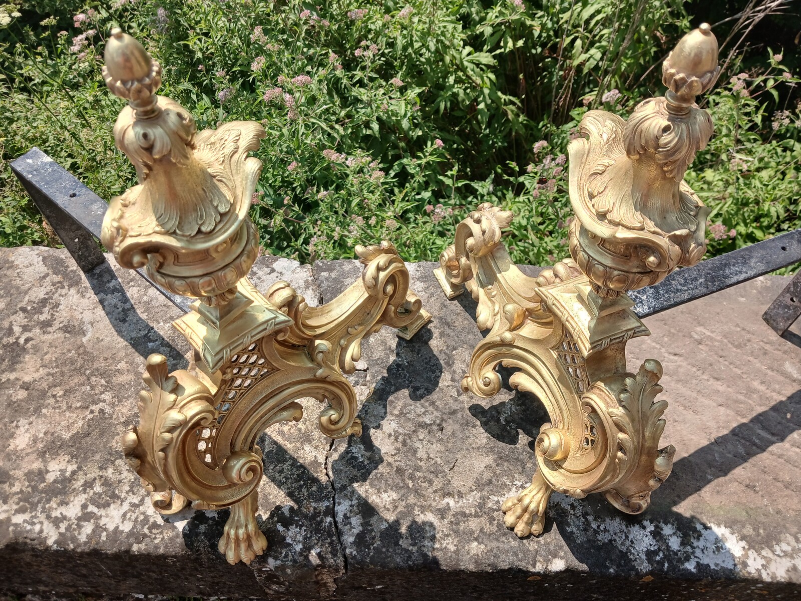 Pair Endirons Bronze Doré ca.1850 French