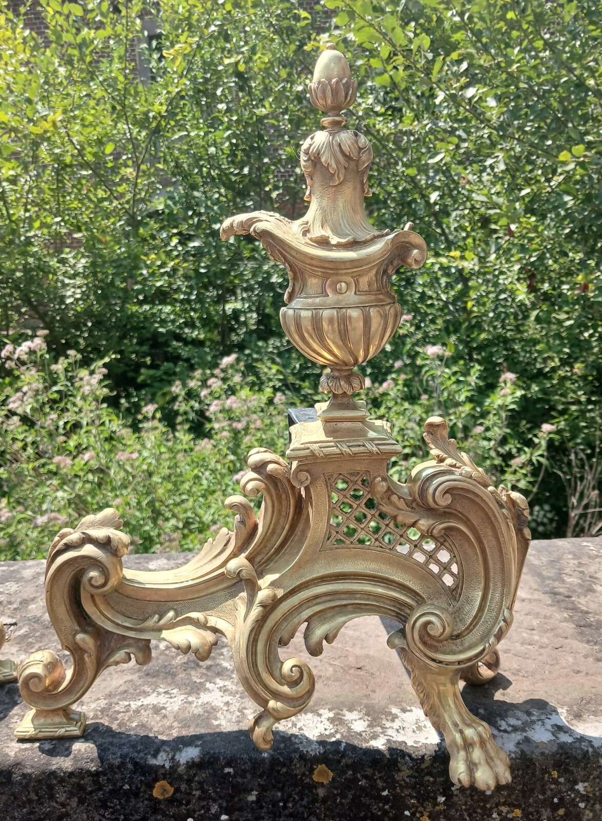Pair Endirons Bronze Doré ca.1850 French