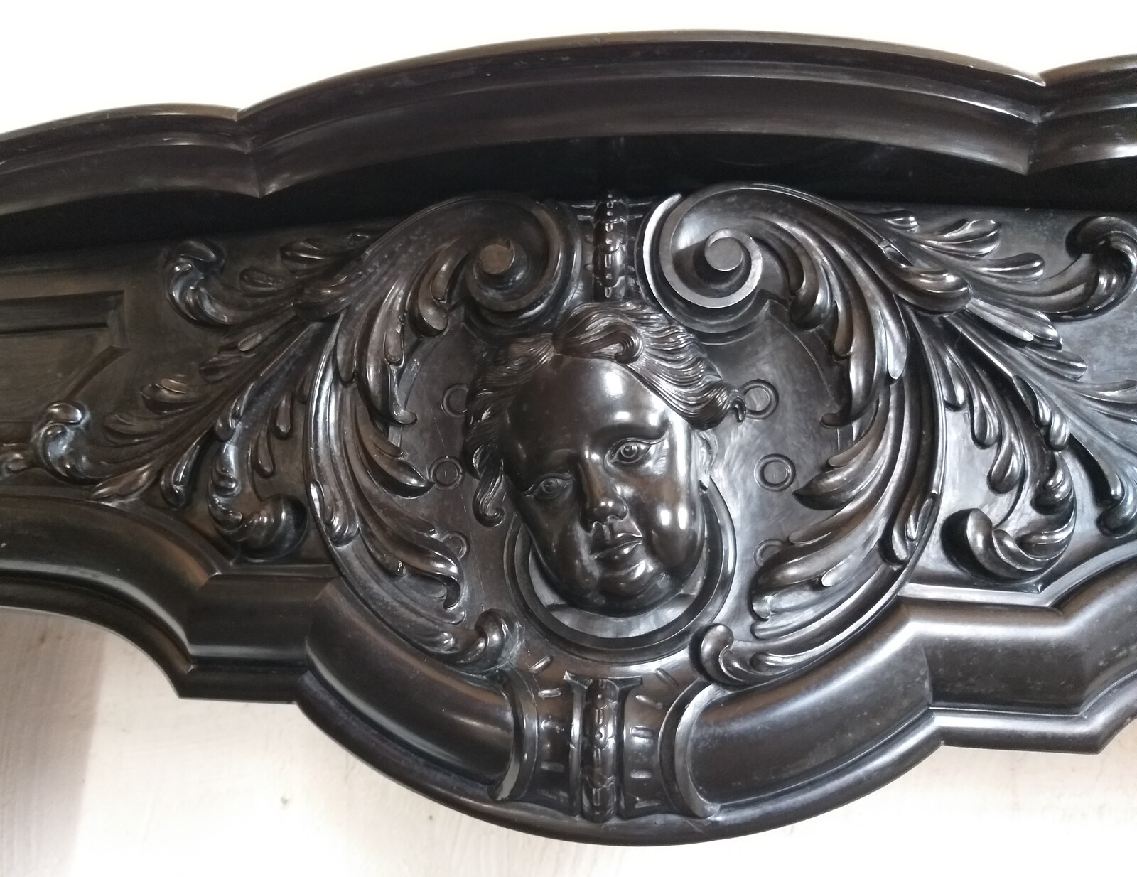 Renaissance Style Fireplace in Noir de Mazy marble, ca.1860